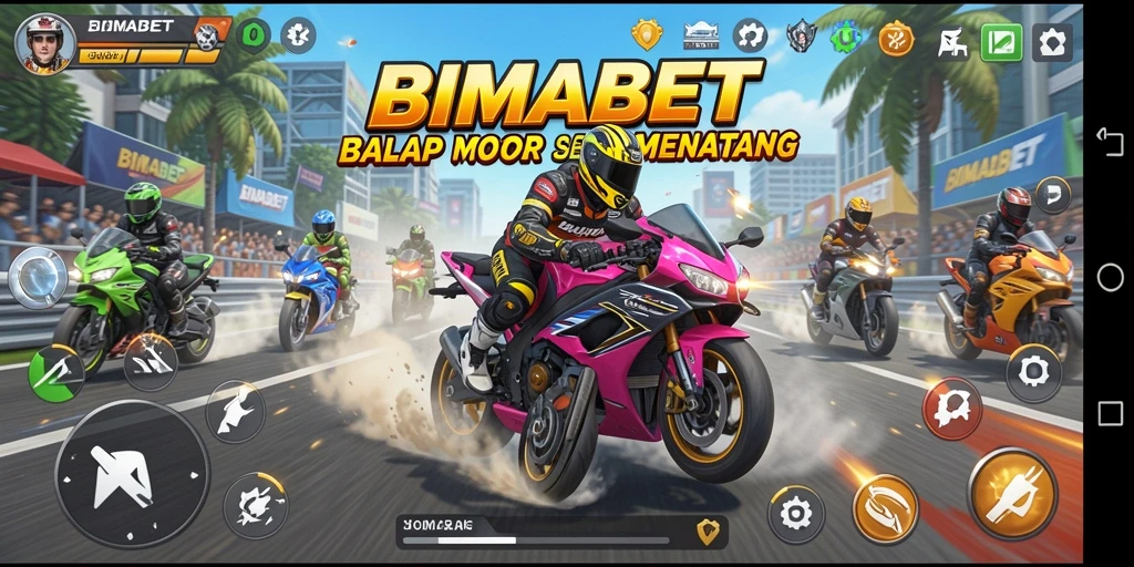 Tampilan gameplay seru dalam balapan motor yang menantang.