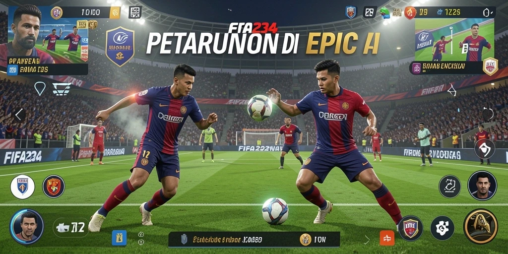 Tangkapan layar FIFA234 menampilkan pertarungan seru antara karakter di arena.