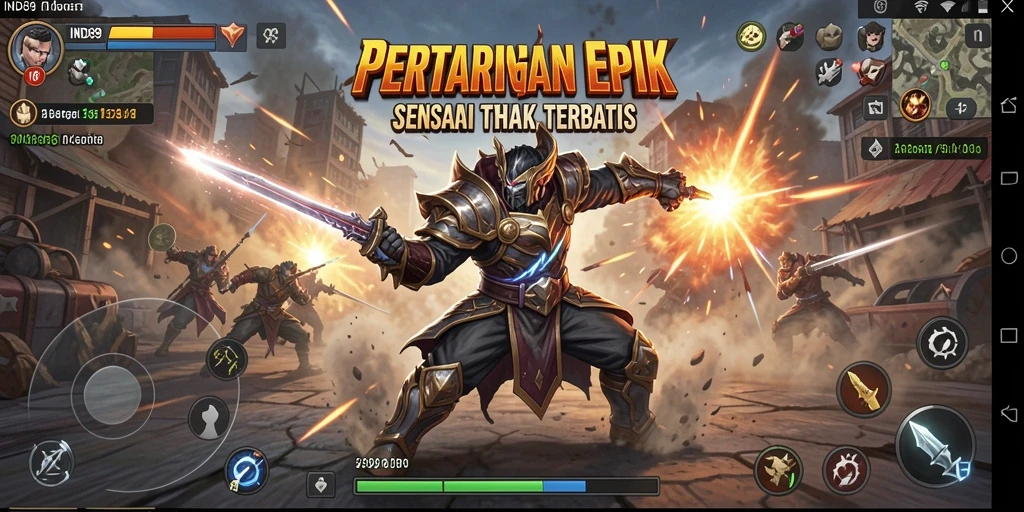 Tampilan gameplay pertarungan epik yang mendebarkan dan grafis menawan.