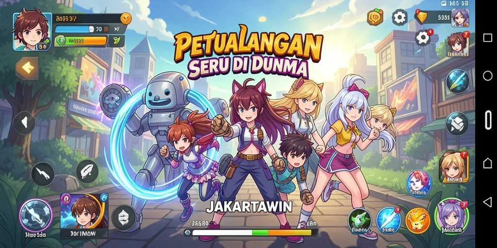 Tampilan gameplay menakjubkan dari JAKARTAWIN, penuh warna dan detail.