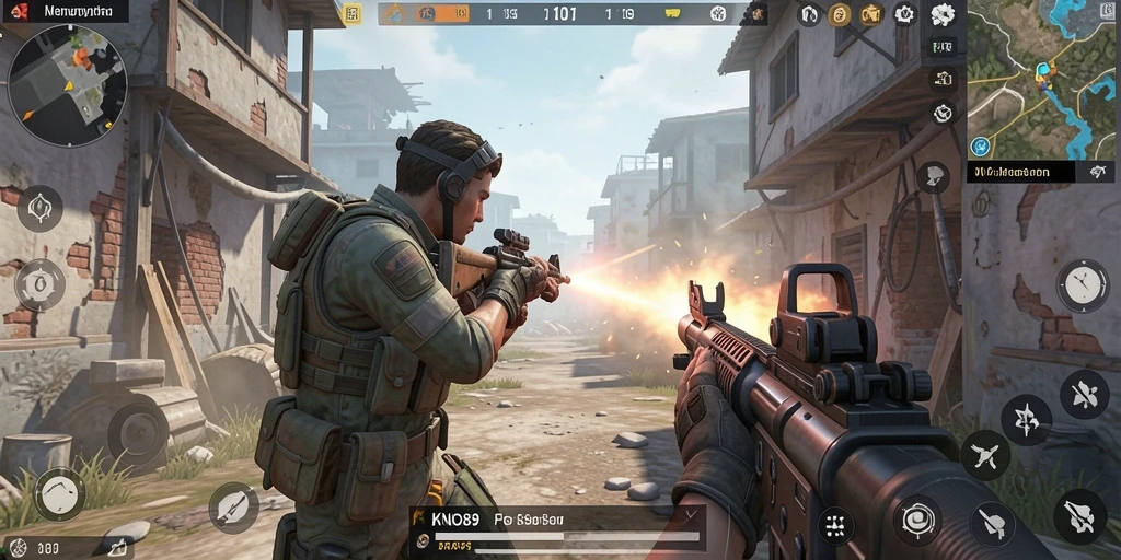 Screenshot utama KNO89 menampilkan aksi seru dalam gameplay FPS.