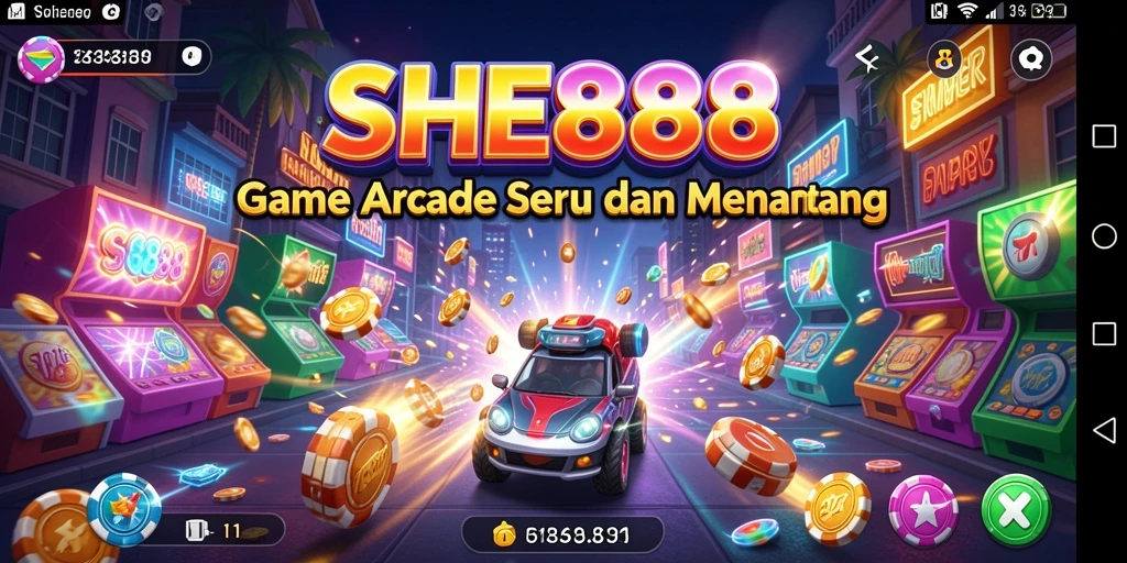 Tampilan utama gameplay SHE888, penuh warna dan tantangan.
