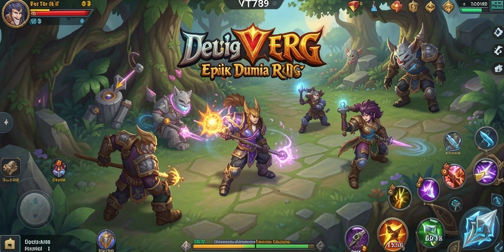 Tampilan screenshot utama VT789 menampilkan pertempuran seru dalam game RPG.