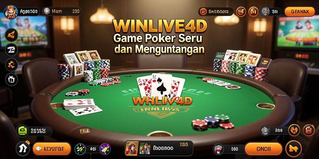 Tampilan gameplay seru dalam WINLIVE4D dengan suasana Poker yang otentik.